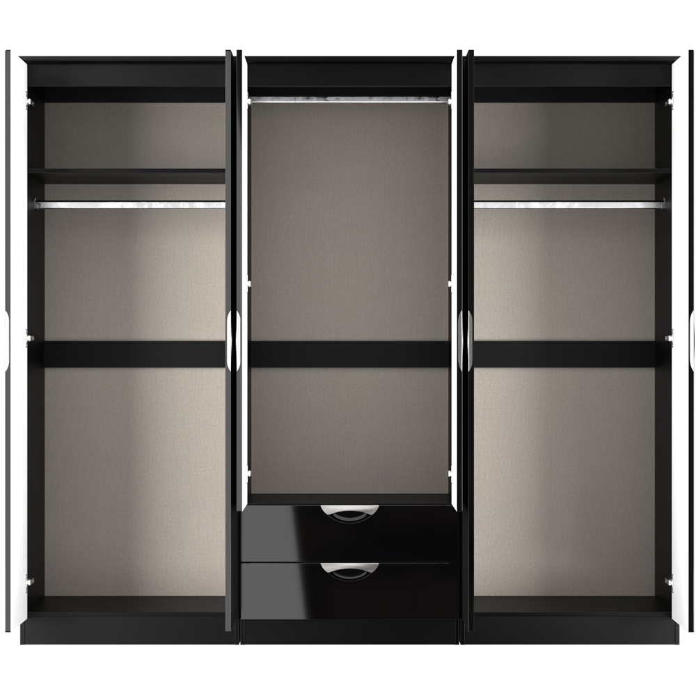 Crowndale Camden 6 Door 2 Drawer Black Gloss and Black Wardrobe Ready Assembled Image 6