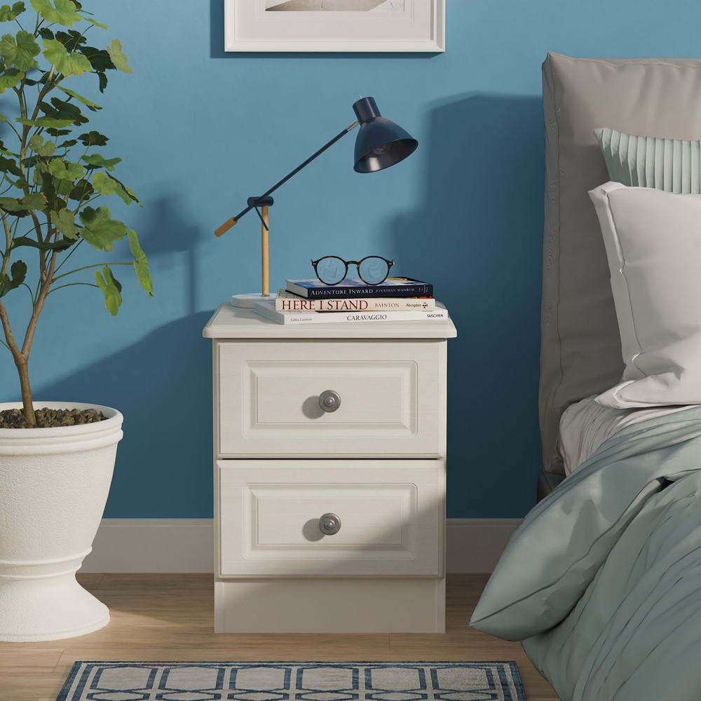 Crowndale Pembroke 2 Drawer Grey Ash Compact Bedside Cabinet Ready Assembled Image 7
