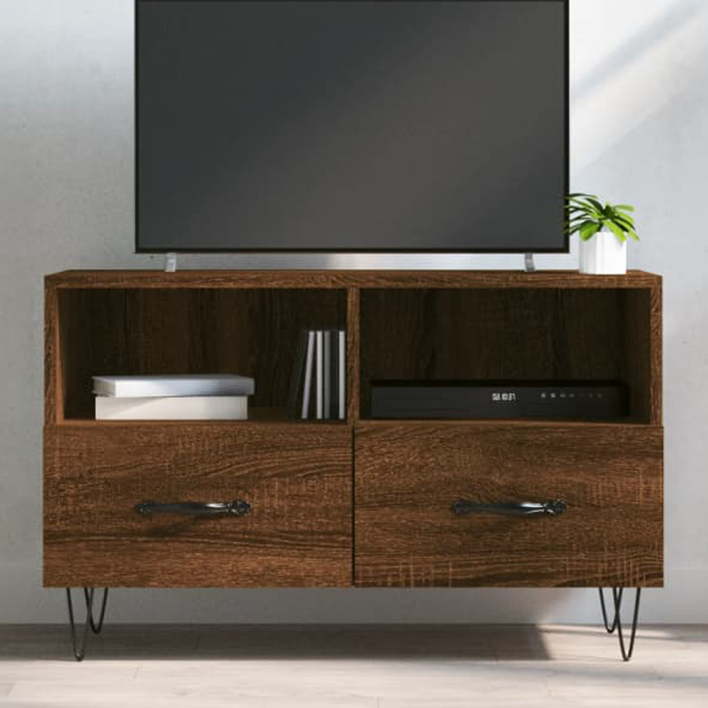 vidaXL 2 Drawer 2 Shelf Brown Oak TV Cabinet Image 1