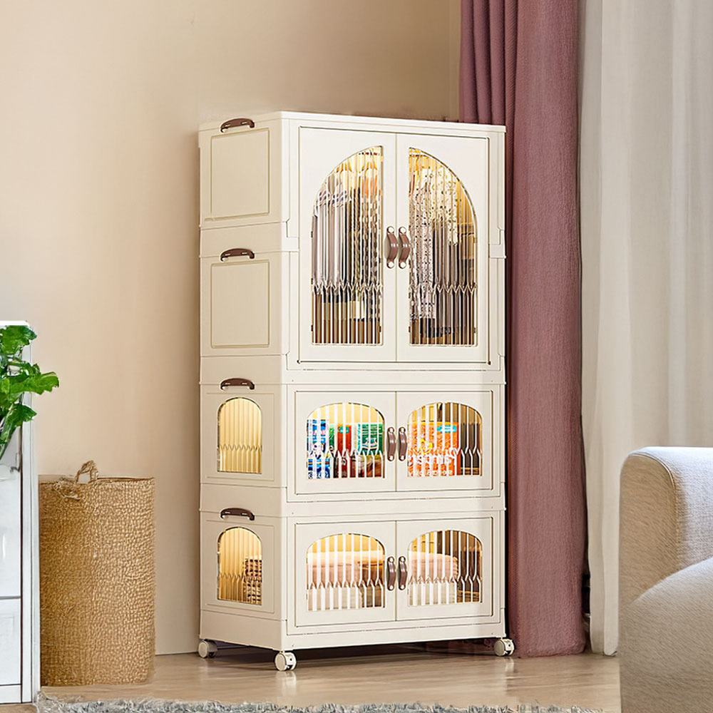 Living and Home 6 Door Kids Room White Foldable Wardrobe 155cm Image 3