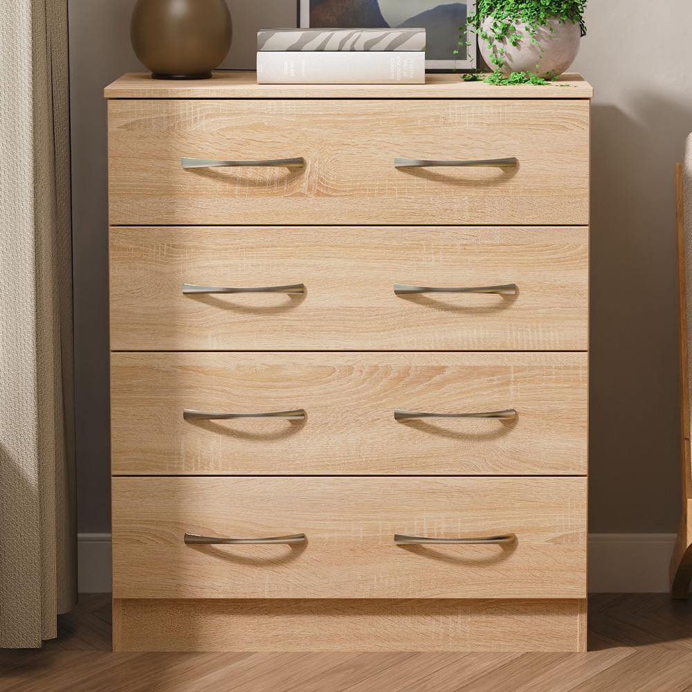 Crowndale Avon 4 Drawer Bardolino Oak Chest of Drawers Ready Assembled Image 1