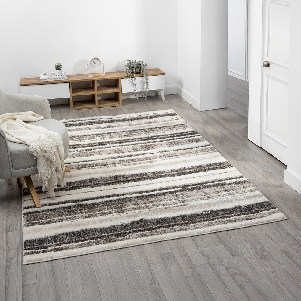 Desire Rugs Eleanor Mocha Striped Embossed Rug 80 x 150cm Image 2