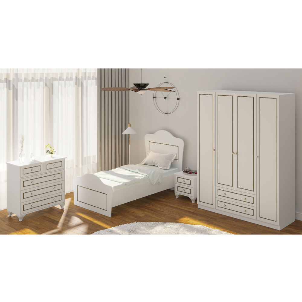 Evu CLEMENT 5 Drawer White Chest of Drawers Image 4