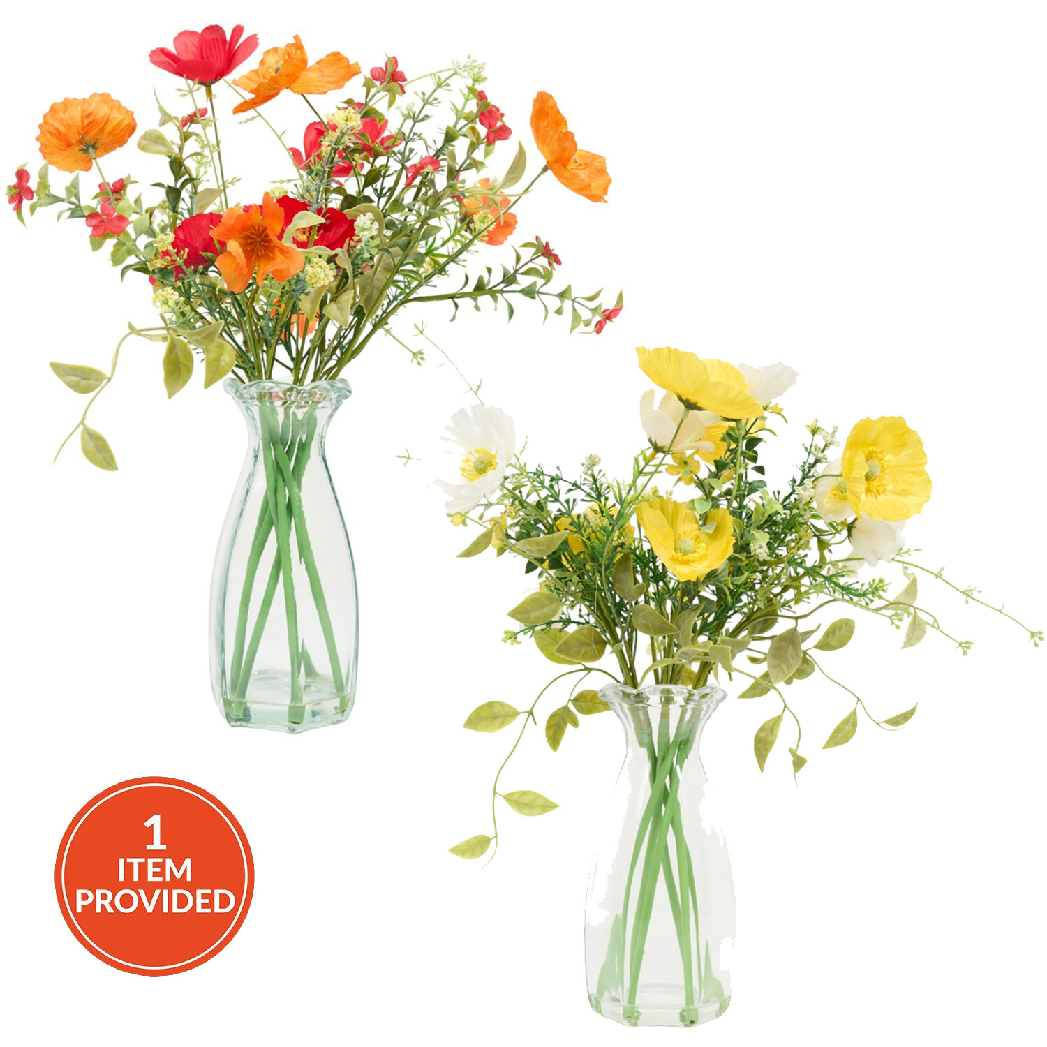 Poppy Artificial Plant Vase Arrangement Image 1