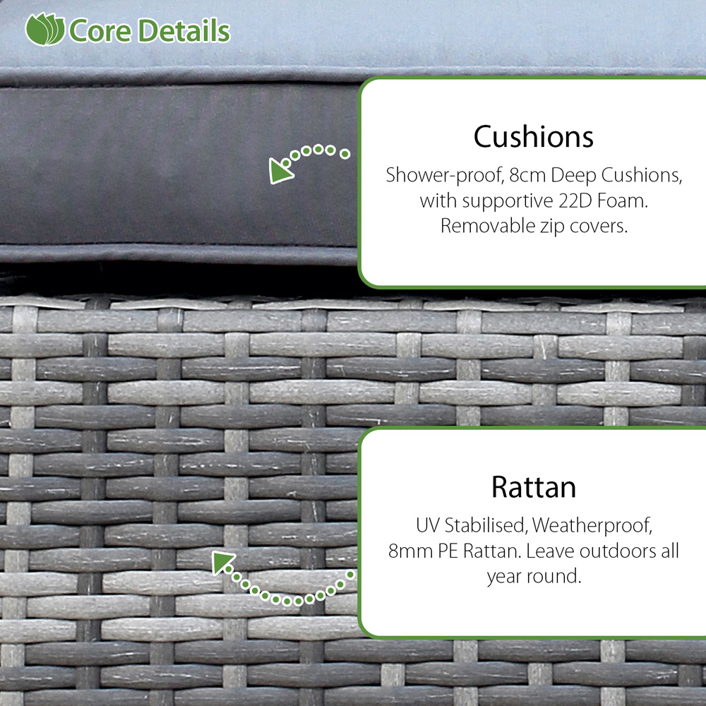 Oseasons Amalfi 8 Seater Mixed Grey Rattan Sofa Set with Firepit Image 4