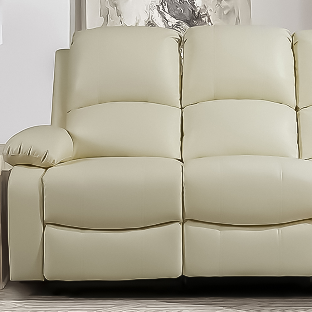 Brooklyn 3 Seater White Bonded Leather Manual Recliner Sofa Image 3