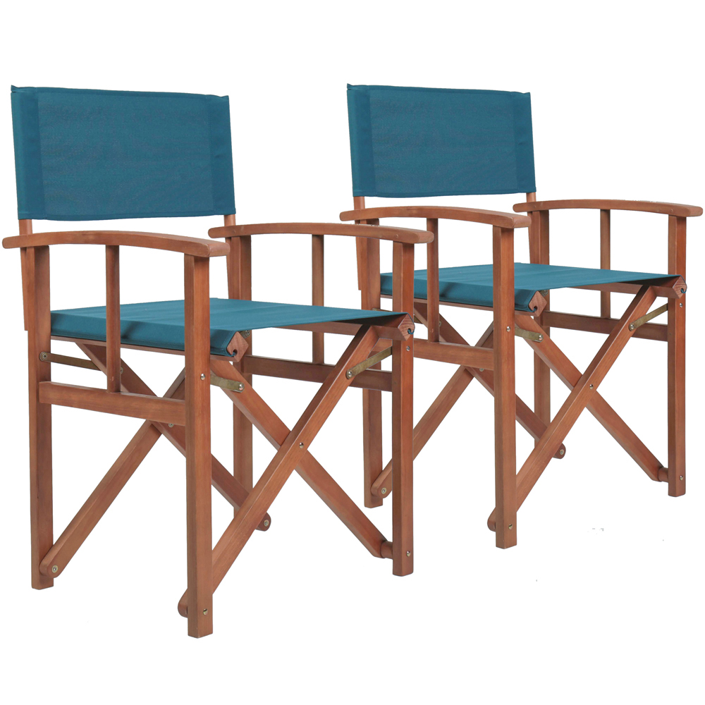Charles Bentley Eucalyptus Pair Director Chairs Teal Image 2