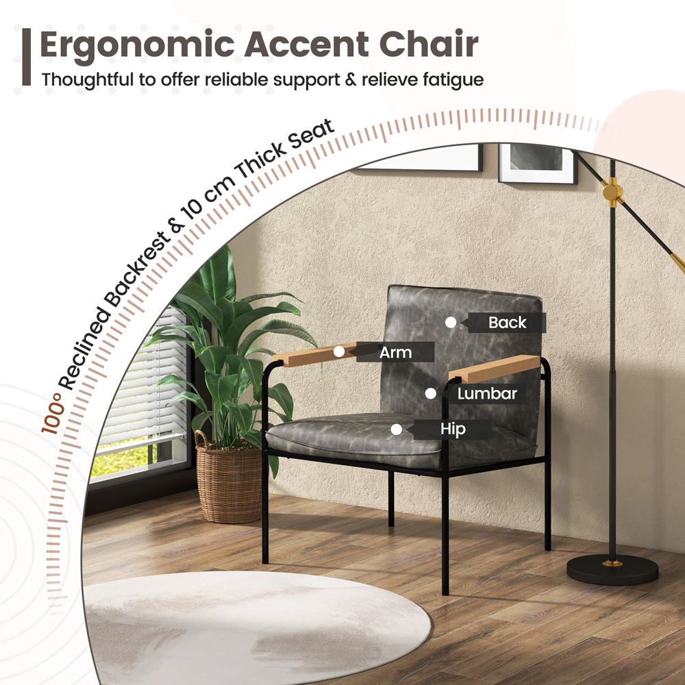 Costway Grey Accent Chair Image 5