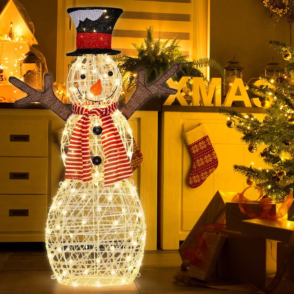 Costway Pre-Lit Lighted Standing Snowman Christmas Decoration 3.6ft Image 3