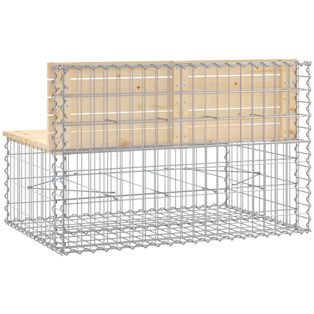 vidaXL Natural Solid Pine Wood Gabion Design Garden Bench 103 x 70 x 65cm Image 4