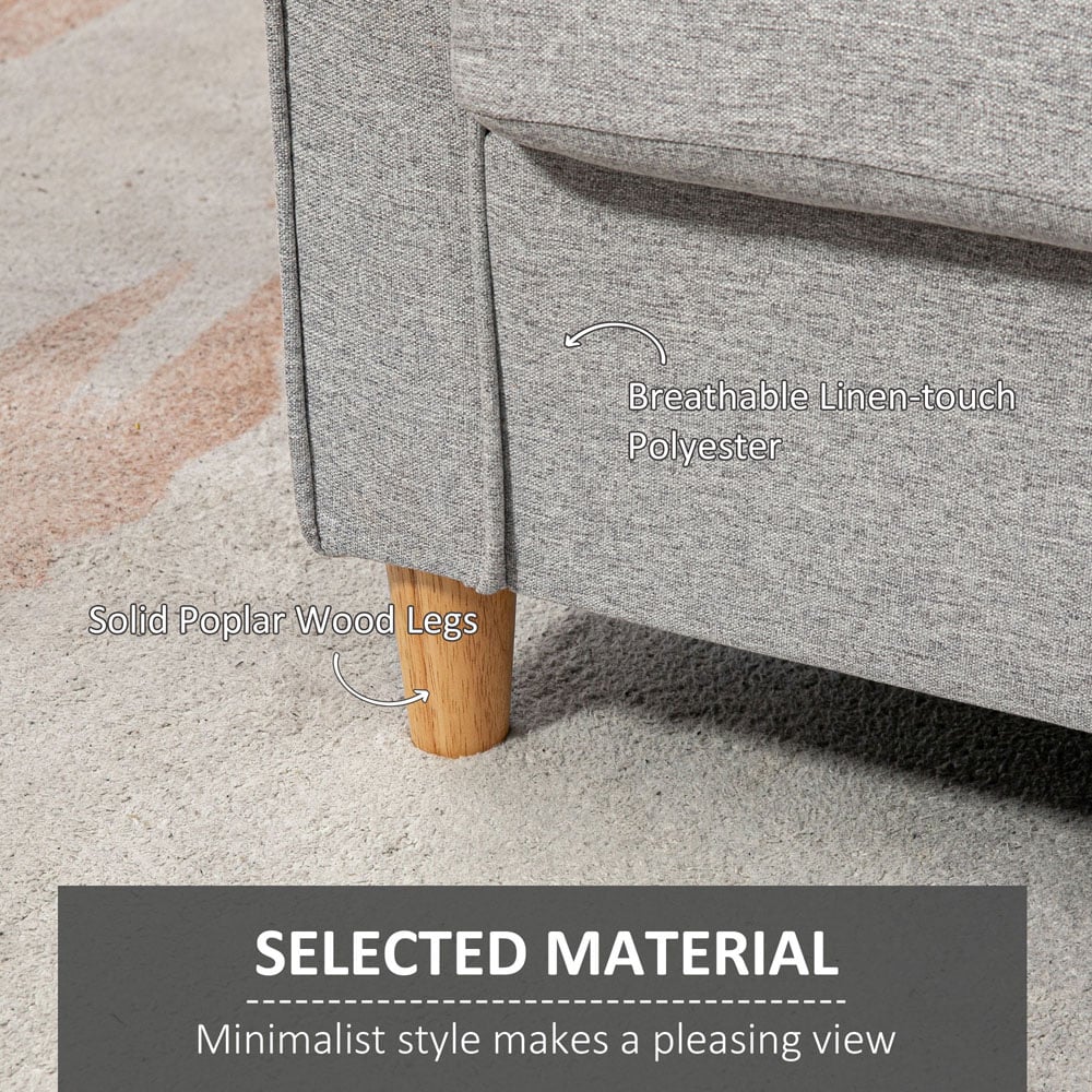 Portland 2 Seater Light Grey Linen Loveseat Sofa Image 5