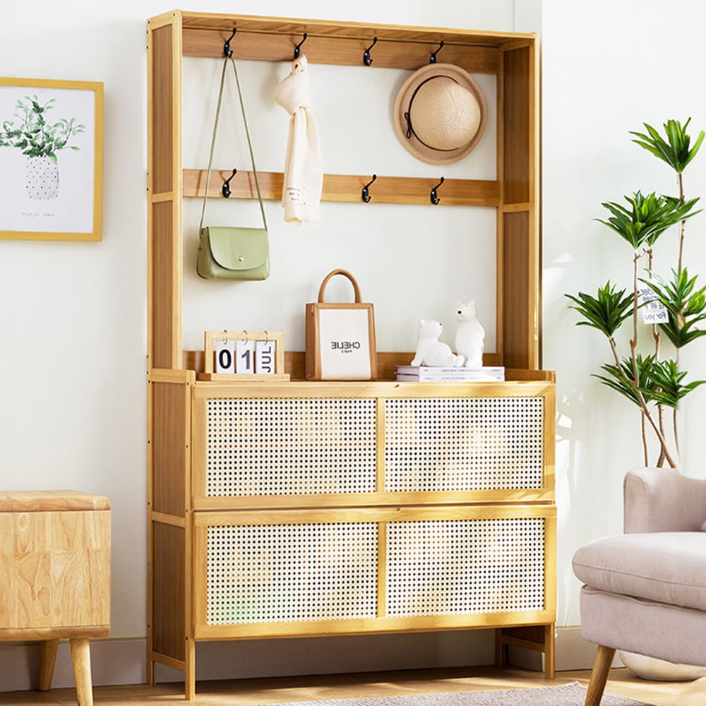 H&O Direct 4 Tier Brown Shoe Cabinet Image 1