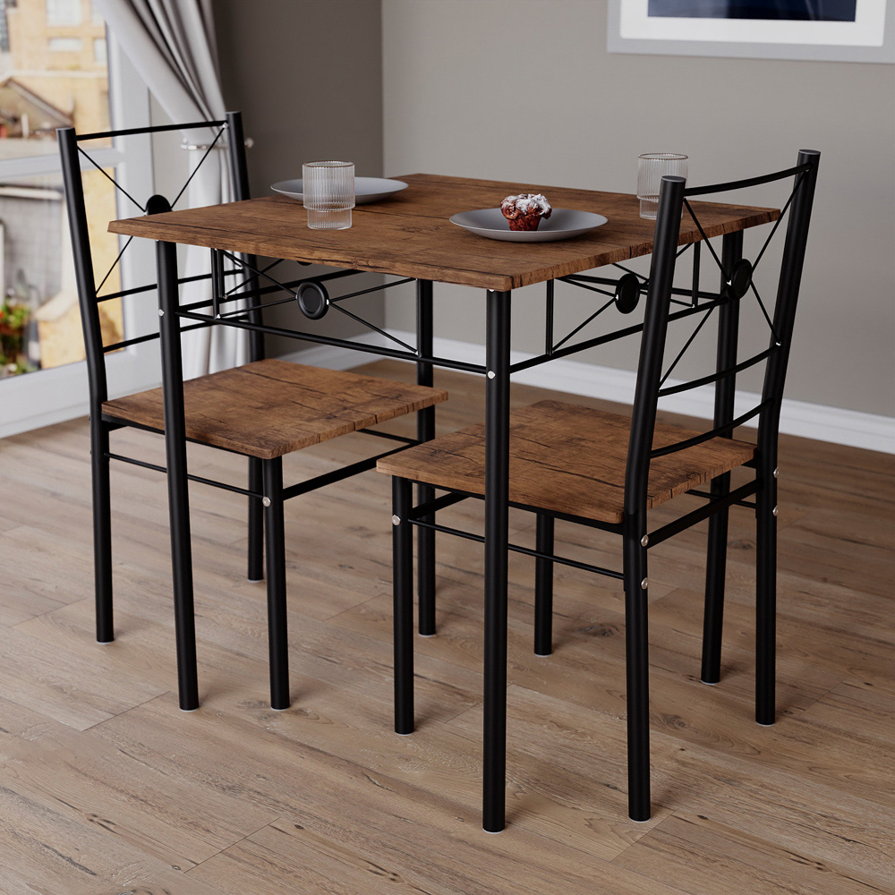Vida Designs Roslyn 2 Seater Square Dining Set Dark Wood Image 4