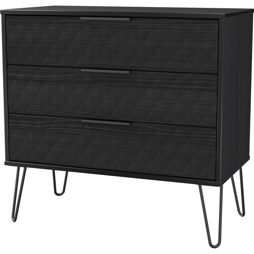 Crowndale Harlequin 3 Drawer Black Ash Chest of Drawers Ready Assembled Image 2