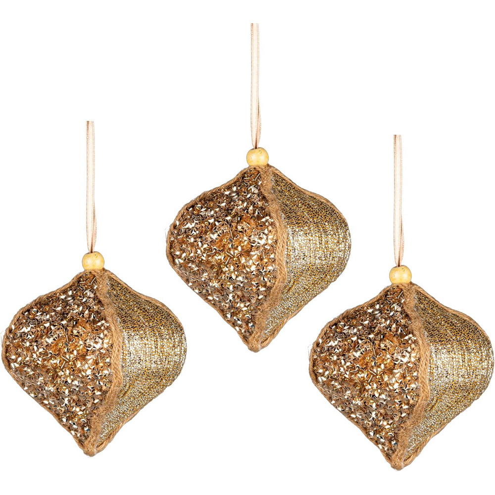 Shatchi Gold Sequin Bauble 3 Pack Image 1
