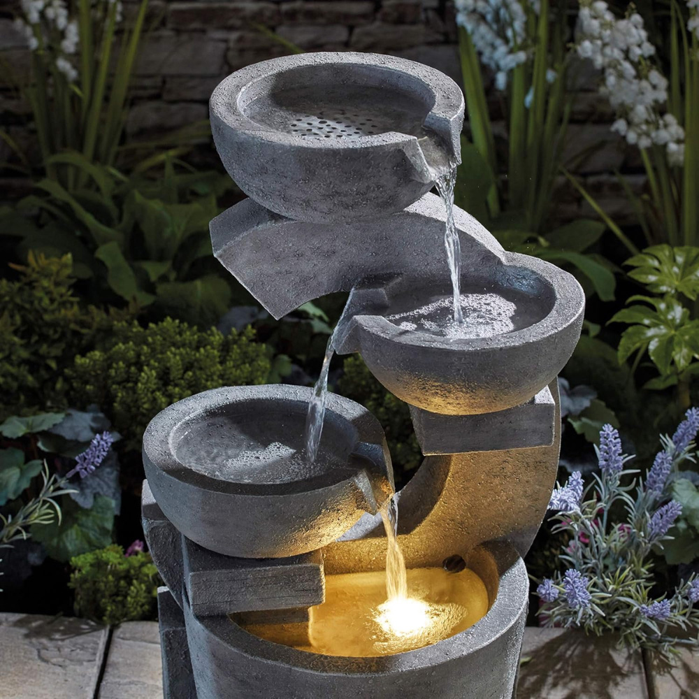 Serenity 4-Tier LED Sculpted Bowl Water Feature Image 3