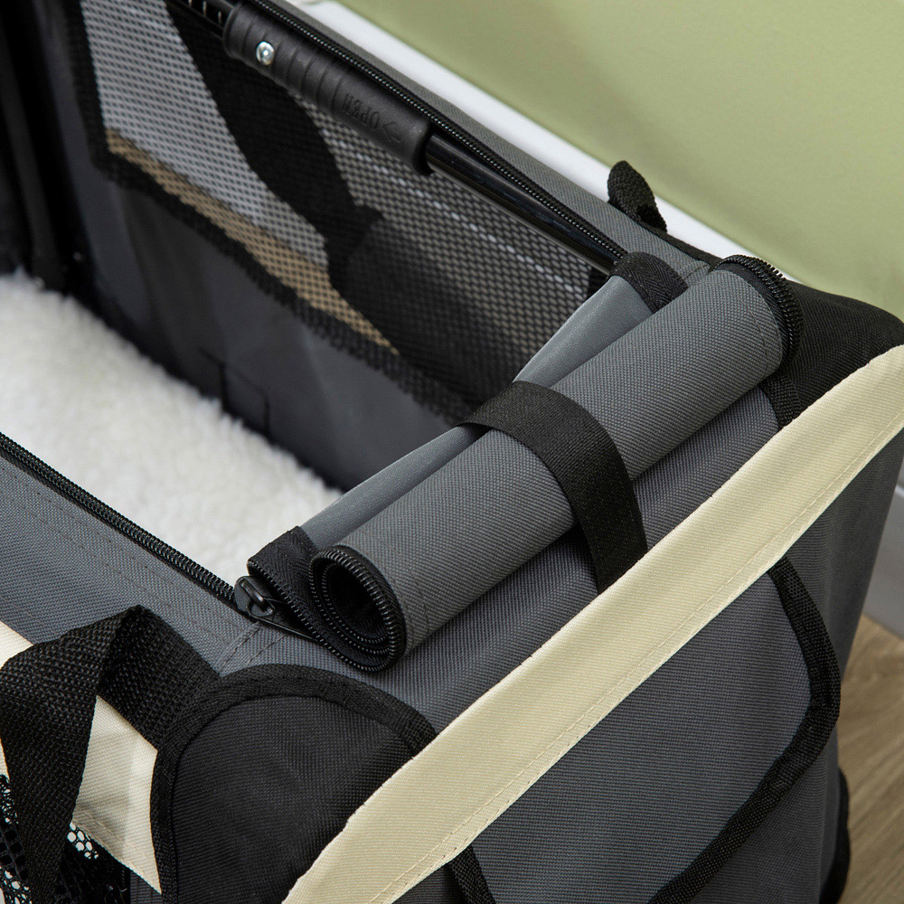 PawHut Grey Foldable XS Dog Pet Carrier with Cushion Image 3
