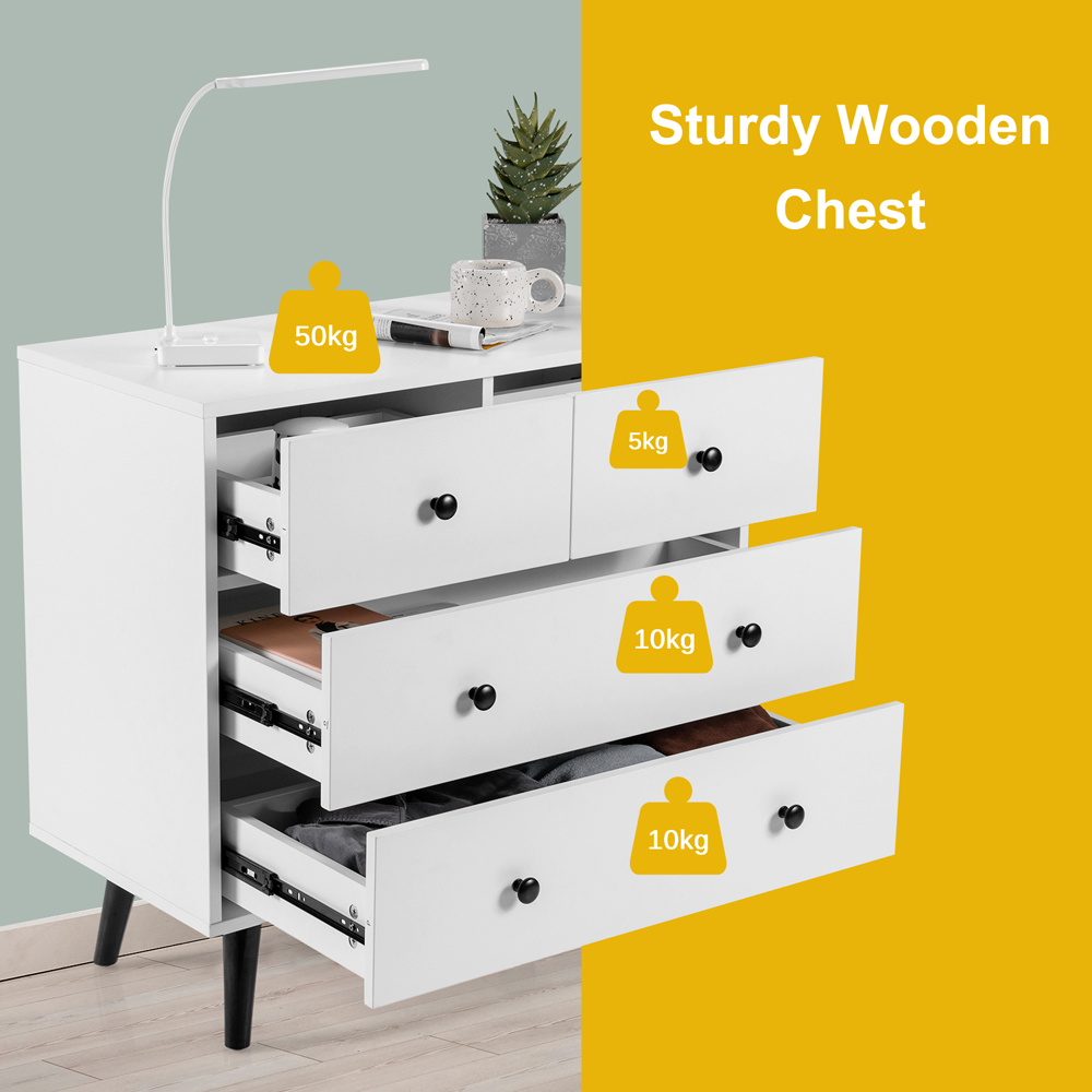 Costway 4 Drawer White Chest of Drawers Image 6