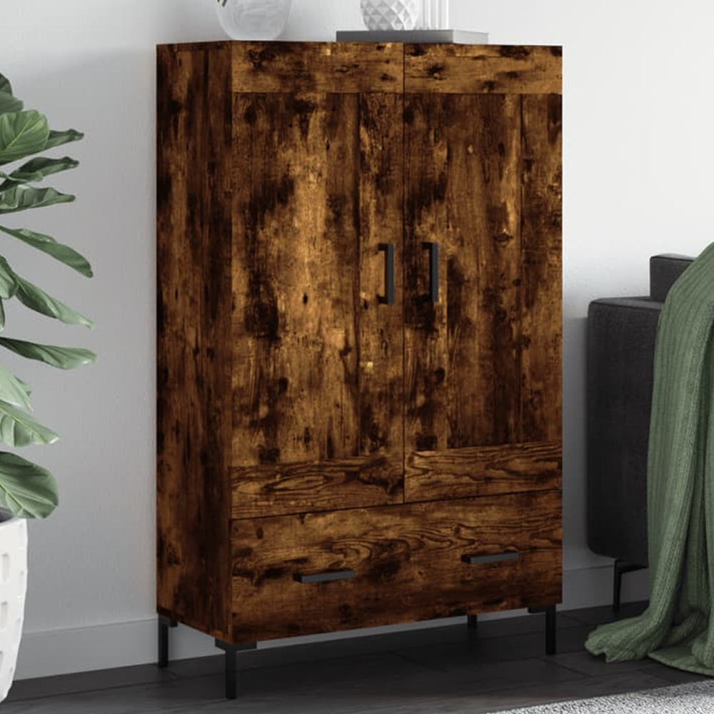 vidaXL 2 Door Single Drawer 2 Shelf Smoked Oak Highboard Image 1
