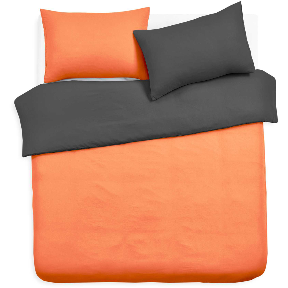 Velosso Single Black and Orange Microfibre Reversible Duvet Cover Set Image 2