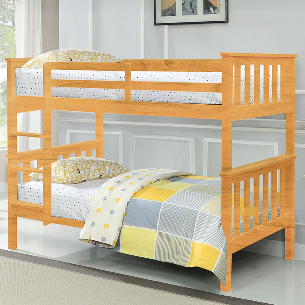 Comfy Living Premium Single Caramel Wooden Bunk Bed Image 1