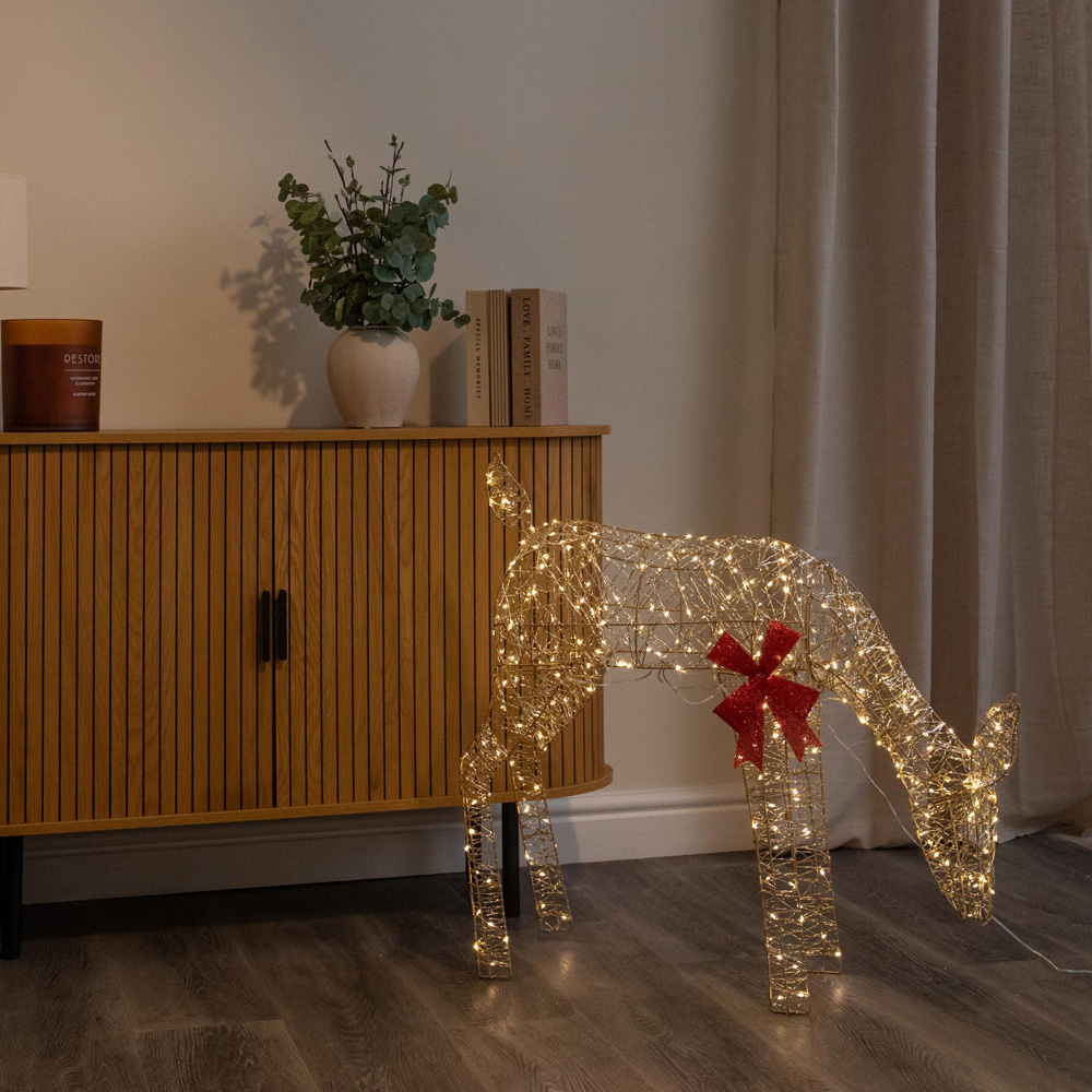 Samuel Alexander 300 Warm White LED Gold Twist Grazing Doe Christmas Decoration 72cm Image 2