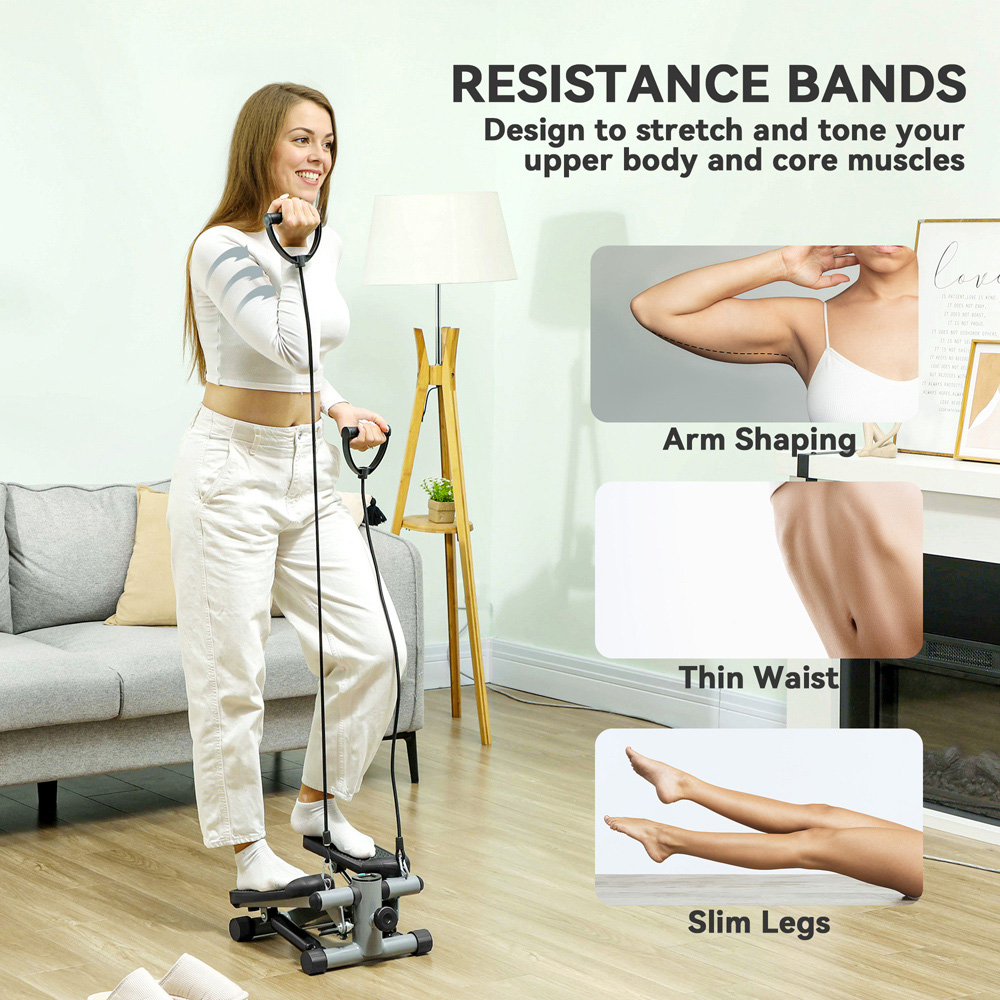 SPORTNOW Compact Mini Stepper with Resistance Bands and LCD Display Image 8