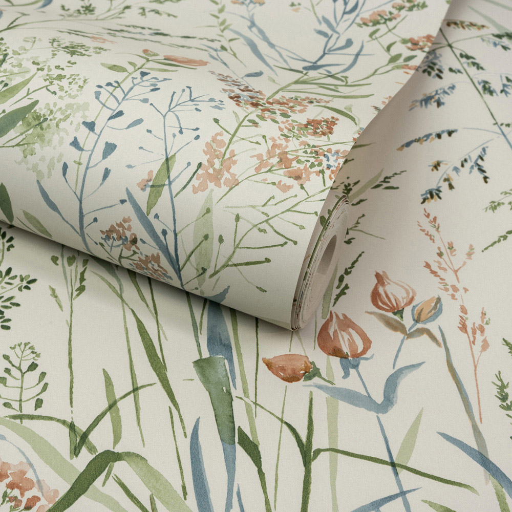 Grandeco Summer Meadow Sage Wallpaper Image 2
