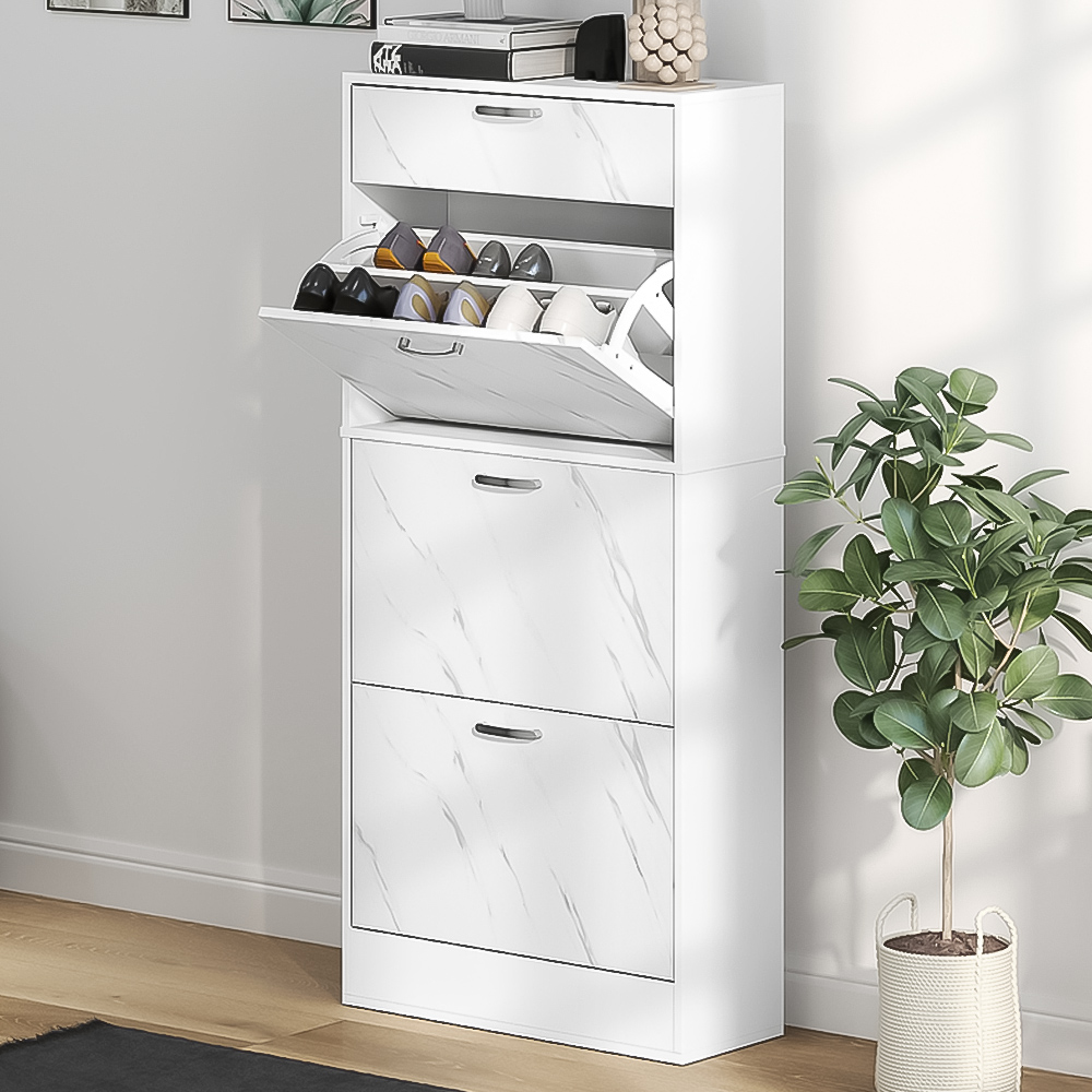 HOMCOM 4 Drawer Black Shoe Cabinet Image 1