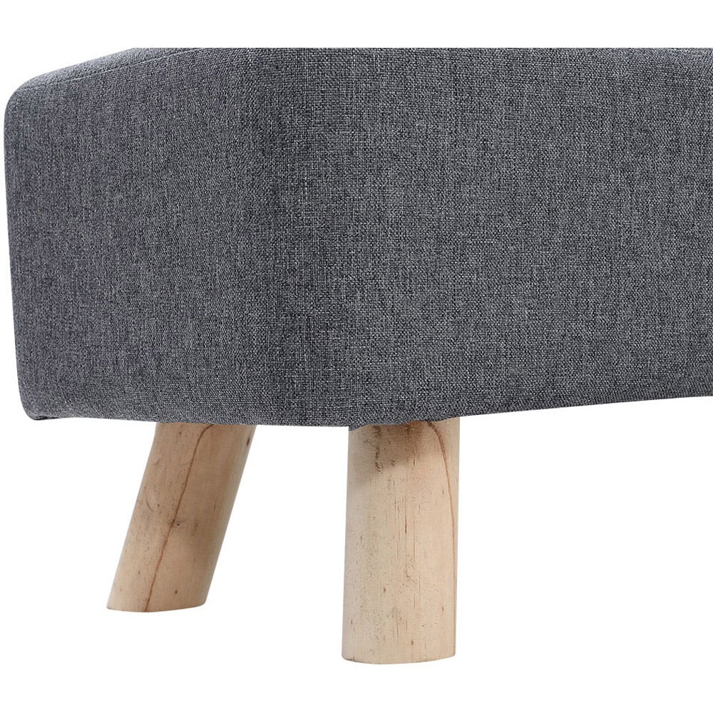 Living and Home Dark Grey Rectangular Tofu-shaped Footrest with Wooden Legs Image 4
