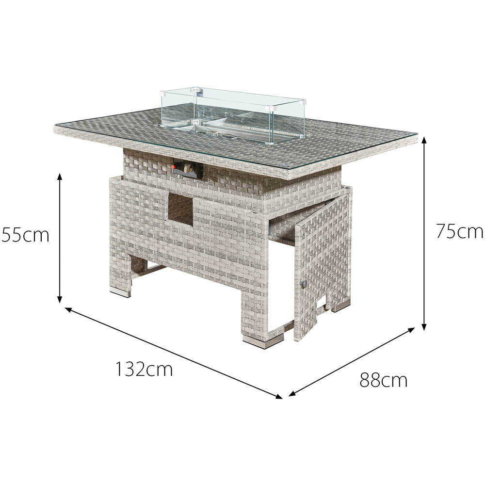 Oseasons Malta 9 Seater Dove Grey Rattan Rising Firepit U-Shape Sofa Set with Footstool Image 6