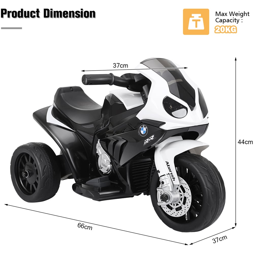 Costway Kids Black Ride On Motorcycle with Training Wheels and Headlight 6V Image 8