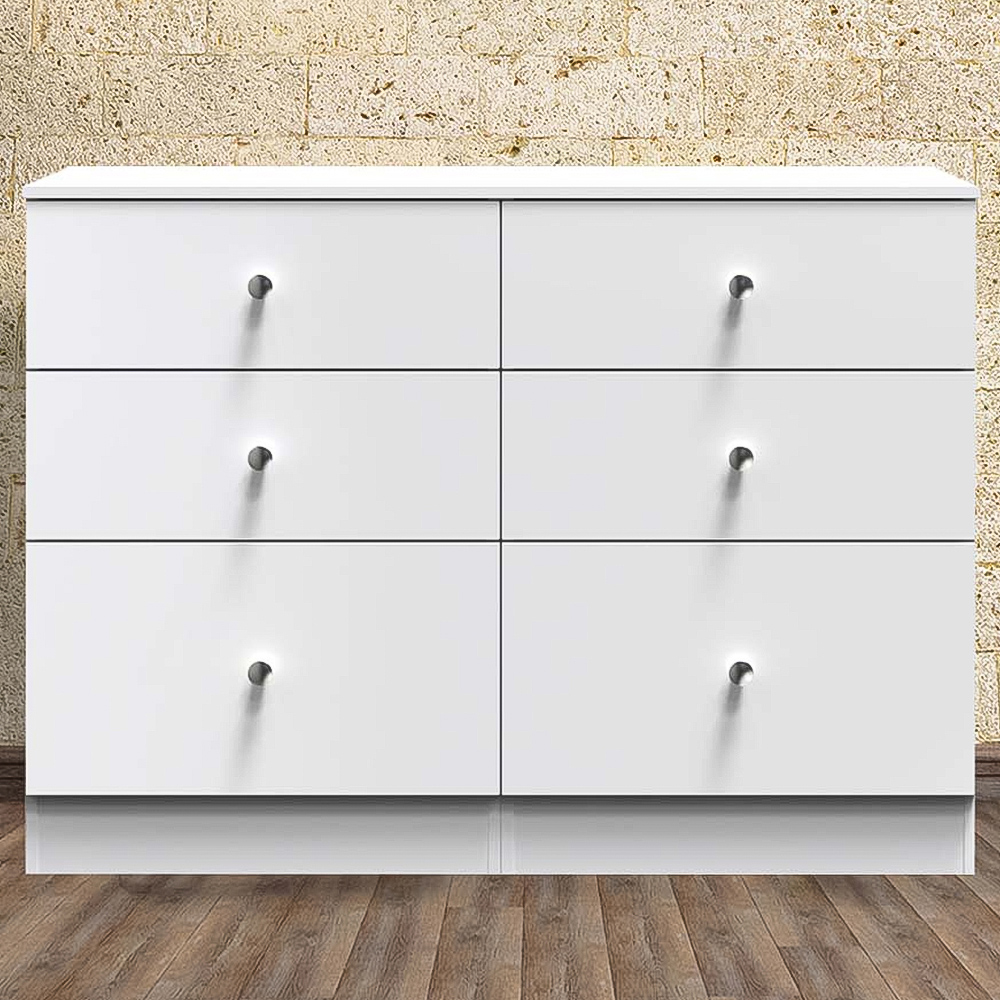 Crowndale Yarmouth 6 Drawer White Midi Chest Ready Assembled Image 1