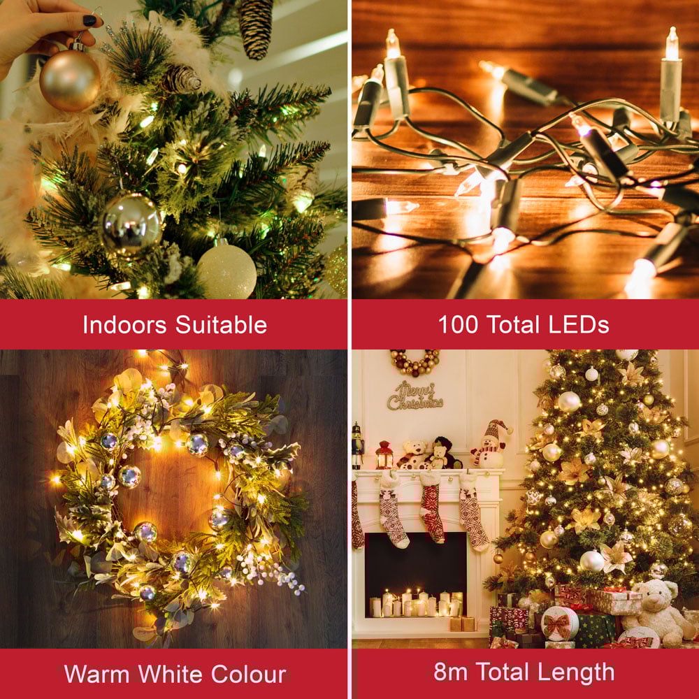 The Christmas Workshop 100 Clear Shadeless Fairy Light Image 7
