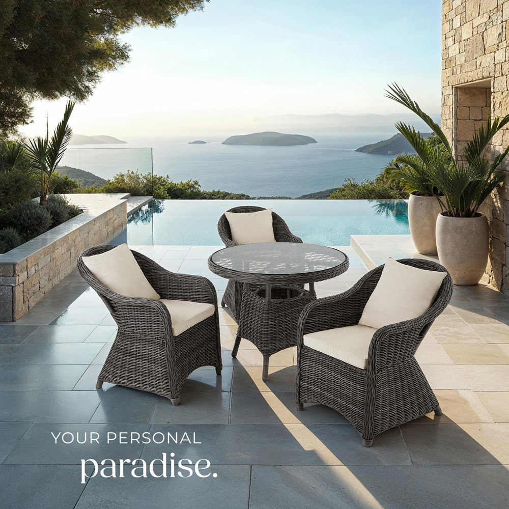 tectake Zurich 3 Seater Grey Garden Table and Chairs Image 8