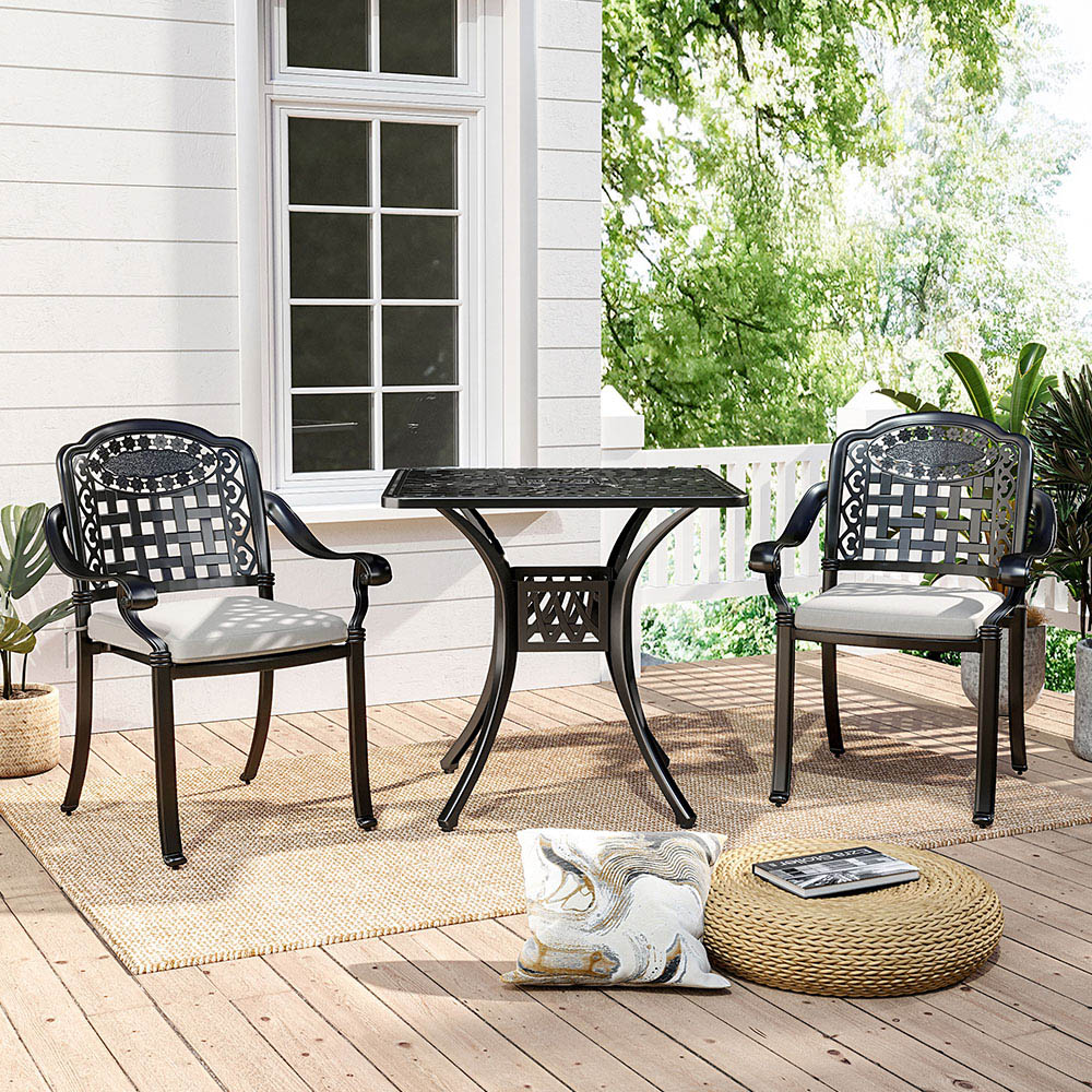 Living and Home 3 Seater Black Square Bistro Set Image 6