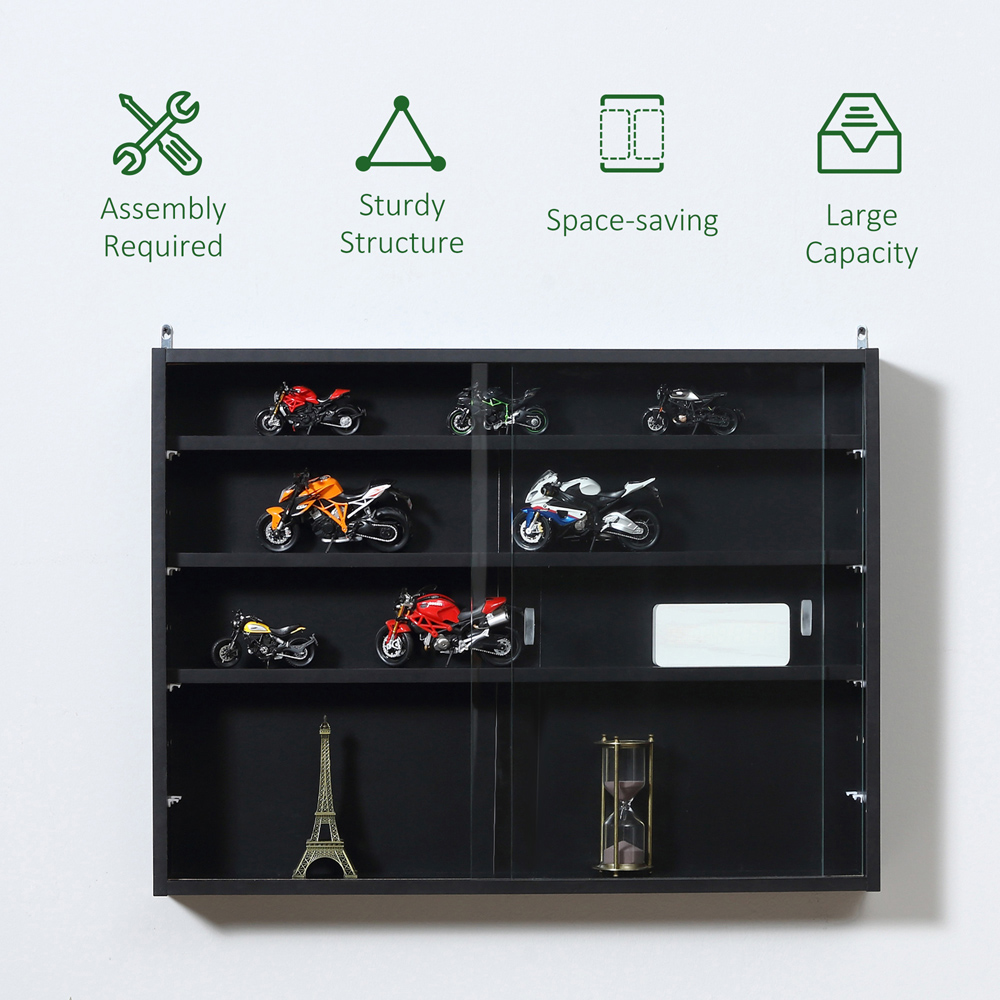 Portland 2 Door 5 Shelf Black Wall Display Unit Image 6