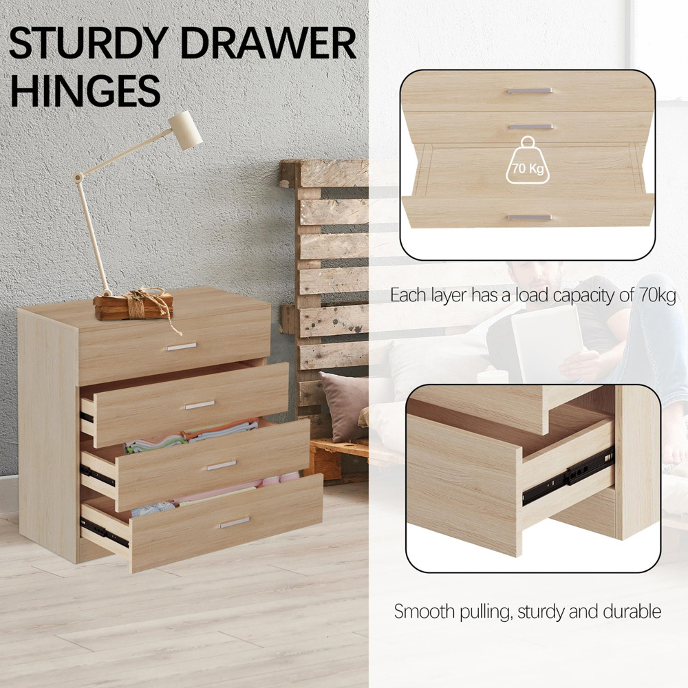 Alivio 4 Drawer Brown Bedside Storage Cabinet Image 6
