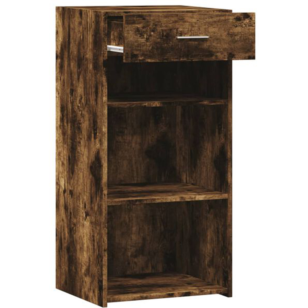 vidaXL Single Drawer 3 Shelf Smoked Oak Sideboard Image 4