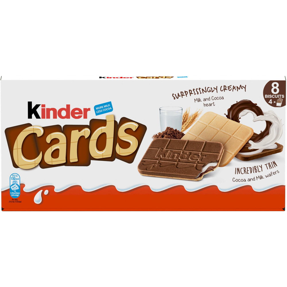 Kinder Cards Cocoa and Milk Wafers 4 Pack Image