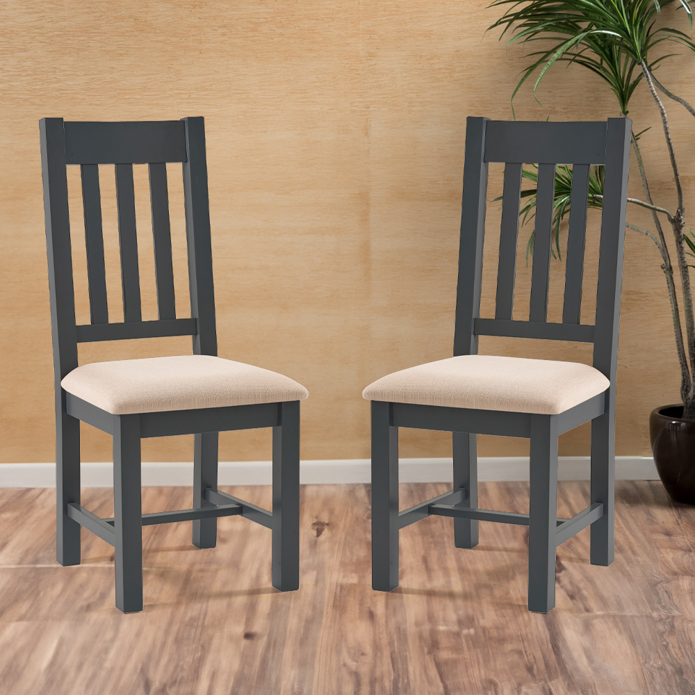 Julian Bowen Bordeaux Set of 2 Dark Grey Dining Chair Image 1