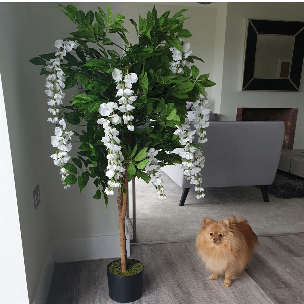 Leaf White Flowers Wisteria Artificial Tree in Pot 130cm Image 2