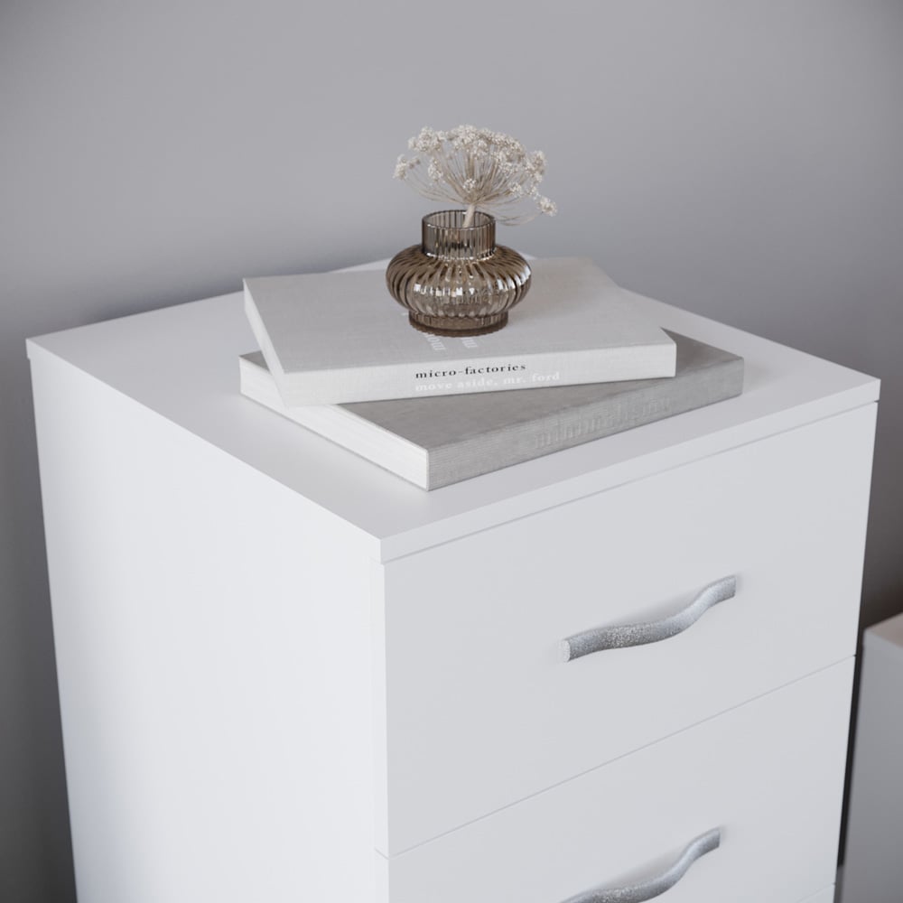 VIDA DESIGNS Riano 5 Drawer White Narrow Chest of Drawers Image 3