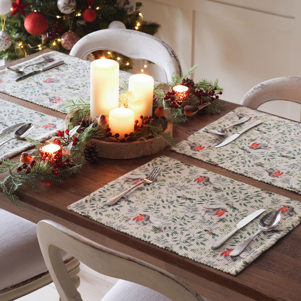 Evans Lichfield 4 Pack Green Robin Digitally Printed Placemat 46 x 36cm Image 3