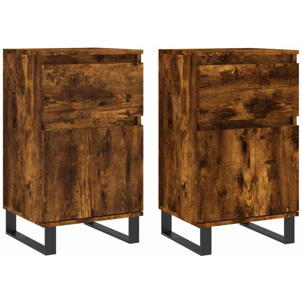 vidaXL Single Door Single Drawer Smoked Oak Sideboard Image 2
