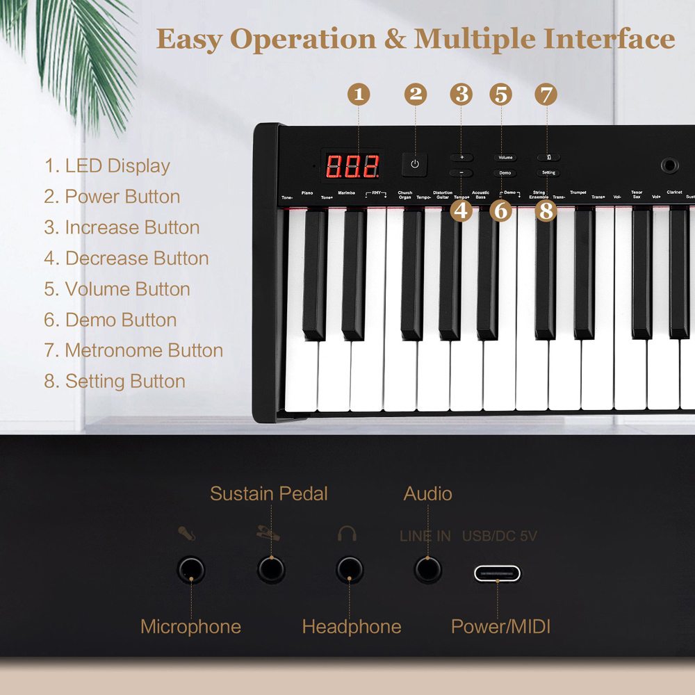Costway MU10106GB 61 Key Portable Electronic Keyboard Piano with Stand Image 7