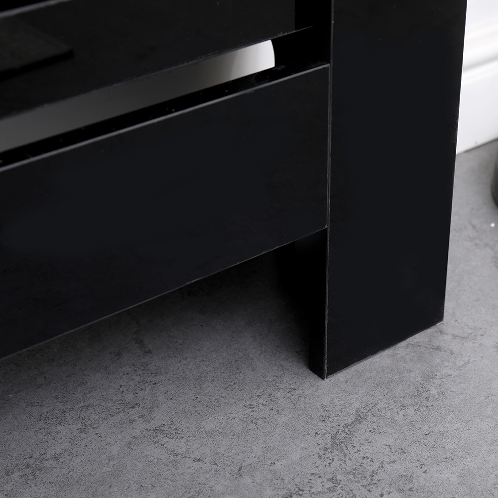 Portland Horizontal Slat High Gloss Black Radiator Cover Large Image 5