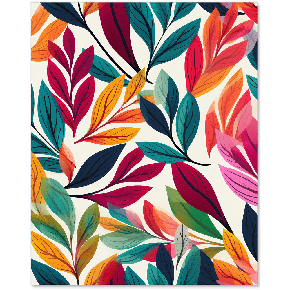Warren Reed Designer Bright Leaves Pattern Glass Kitchen Splashback 75 x 60cm Image 2