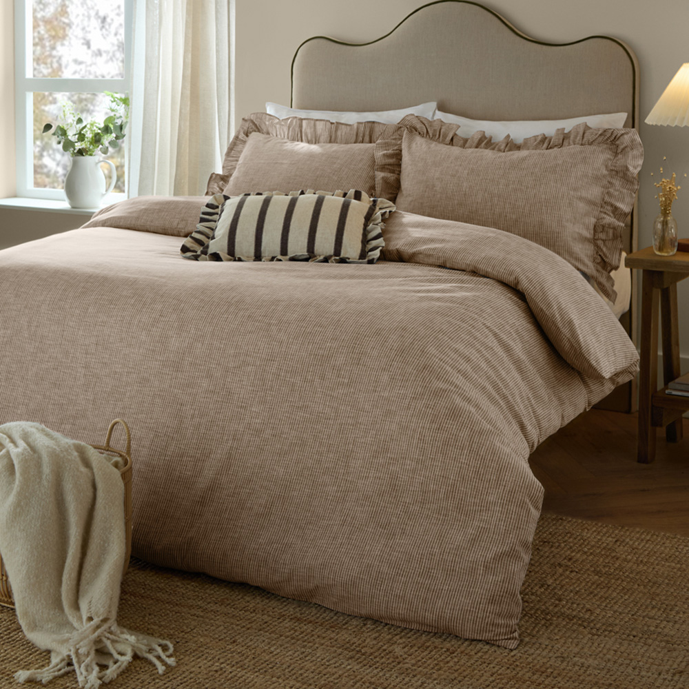Wylder Margot Super King Size Mole Nature Cotton Duvet Cover Set Image 1