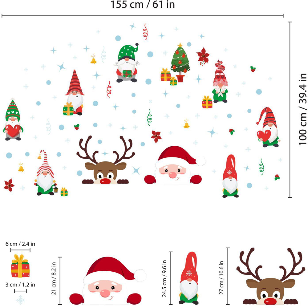 Walplus Christmas Gnomes Double-Sided Window Stickers 101 Piece Image 6